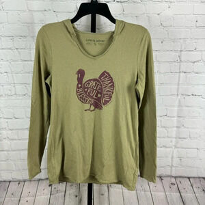 Life is Good Thanksgiving Turkey Lightweight Hoodie Size Small